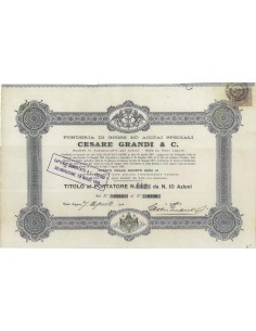 FONDERIA DI GHISE ED ACCIAI SPECIALI CESARE GRANDI & C 10 AZIONI VADO LIGURE 1908
