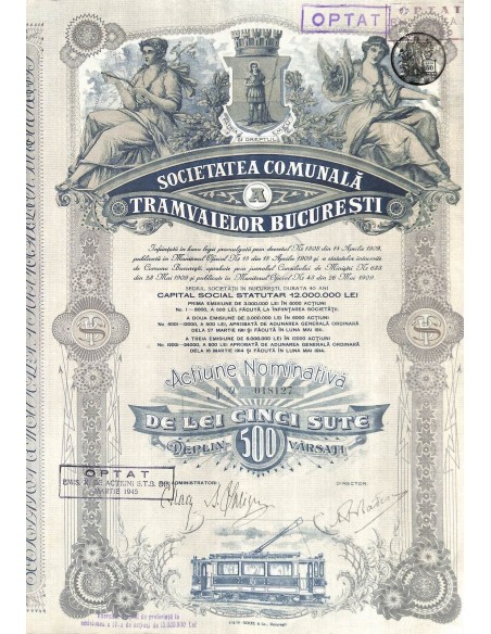1945 - TRAMVAIELOR BUCURESTI SOC. COMUNALA (CAP. SOC. 12.000.000 LEI)