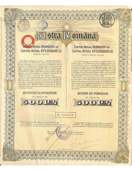 1925 - ASTRA ROMANA (CAP. SOC. 675.000.000 LEI)