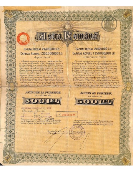 1927 - ASTRA ROMANA (CAP. SOC. 1.350.000.000 LEI)