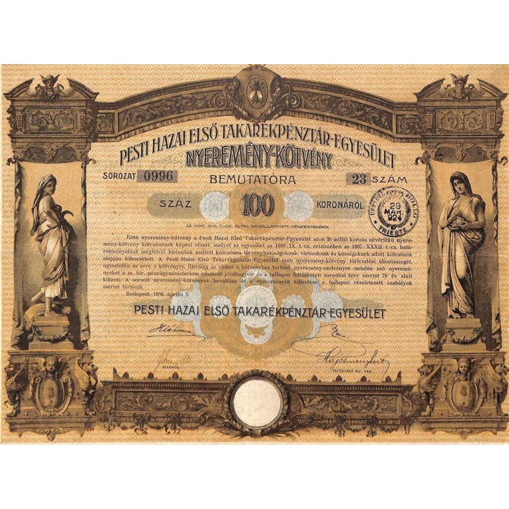 1906 - PESTI HAZAI ELSO TAKAREKPENZTAR-EGYESULET