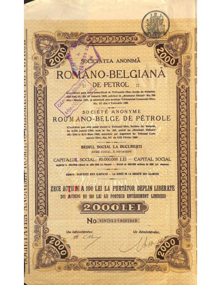 1908 - ROMANO-BELGIANA DE PETROL SOC. ANONIMA
