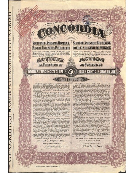 1924 - CONCORDIA - SOC. AN. ROMANA PENTRU INDUSTRIA PETROLULUI