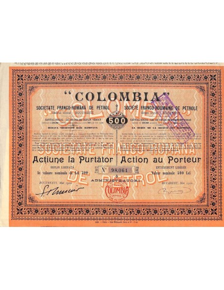 1920 - COLOMBIA - SOC. FRANCO-ROMANA DE PETROL