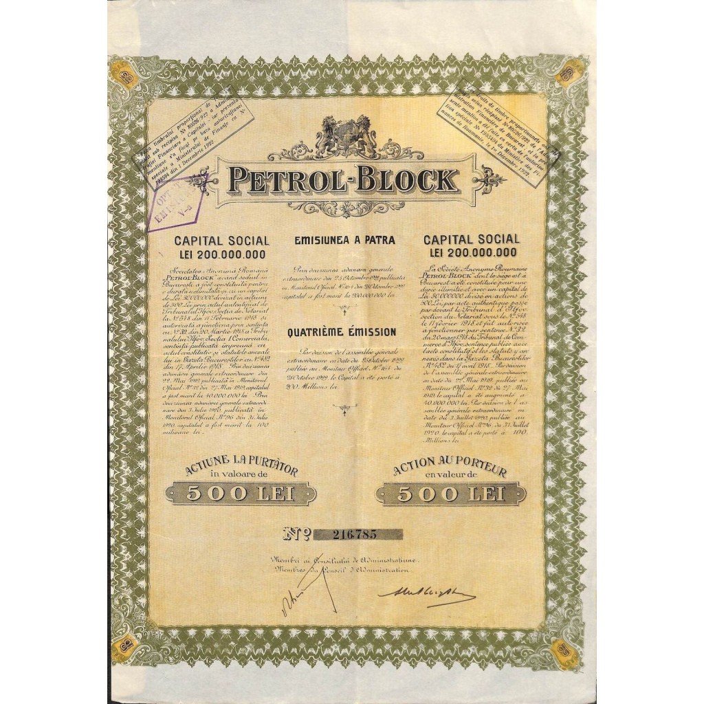 1922 - PETROL-BLOCK 500 LEI