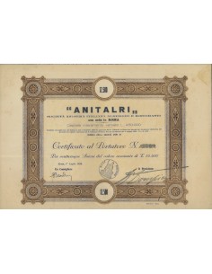 ANITALRI SOC. ANON. ITALIANA ALBERGHI E RISTORANTI - 25 AZIONI ROMA 1928