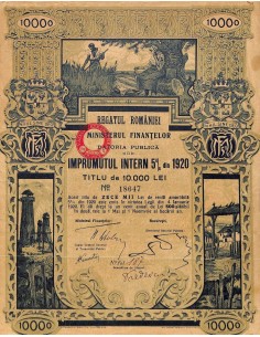 1920 - KINGDOM OF ROUMANIA INTERNAL LOAN 5% REGATUL...