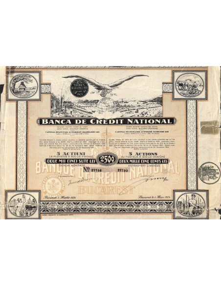 1924 - BANCA DE CREDIT NATIONAL - 5 AZIONI - 1924