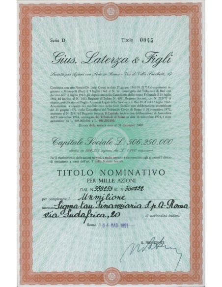 GIUS. LATERZA E FIGLI - 1000 AZIONI ROMA 1991