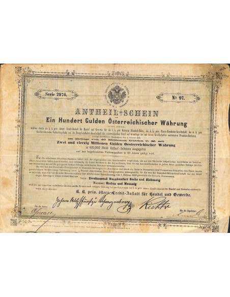 1858 - K.K. PRIV. OSTERREICHISCHE CREDIT-ANSTALT FUR HANDEL UND GEWERBE