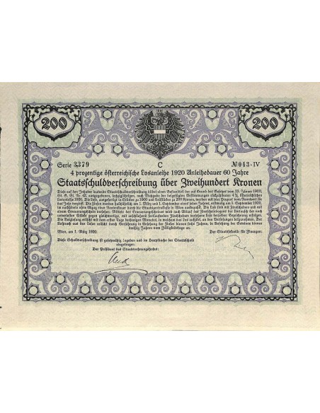 1920 - STAASSCHULDBERSCHREIBUNG