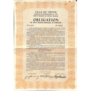 1923 - VILLE DE VIENNE-EMPRUNT DE CONSOLIDATION 4% 1923