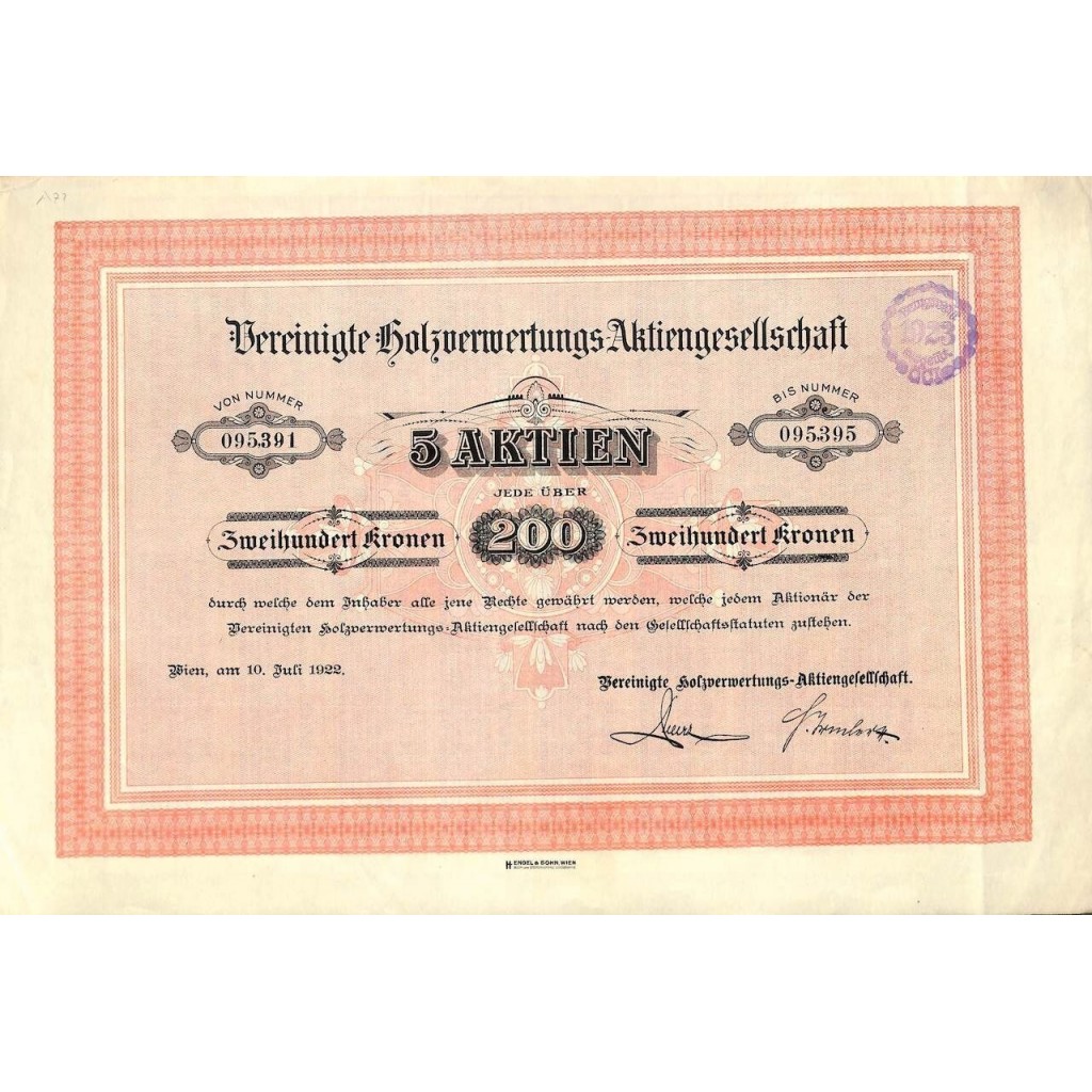1922 - VEREINIGTE HOLZVERWERTUNGS...
