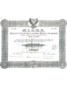 S.I.L.B.A. SOC. INDUSTRIE LATERIZI BOSCHI ALBANESI 5 AZIONI ROMA 1920