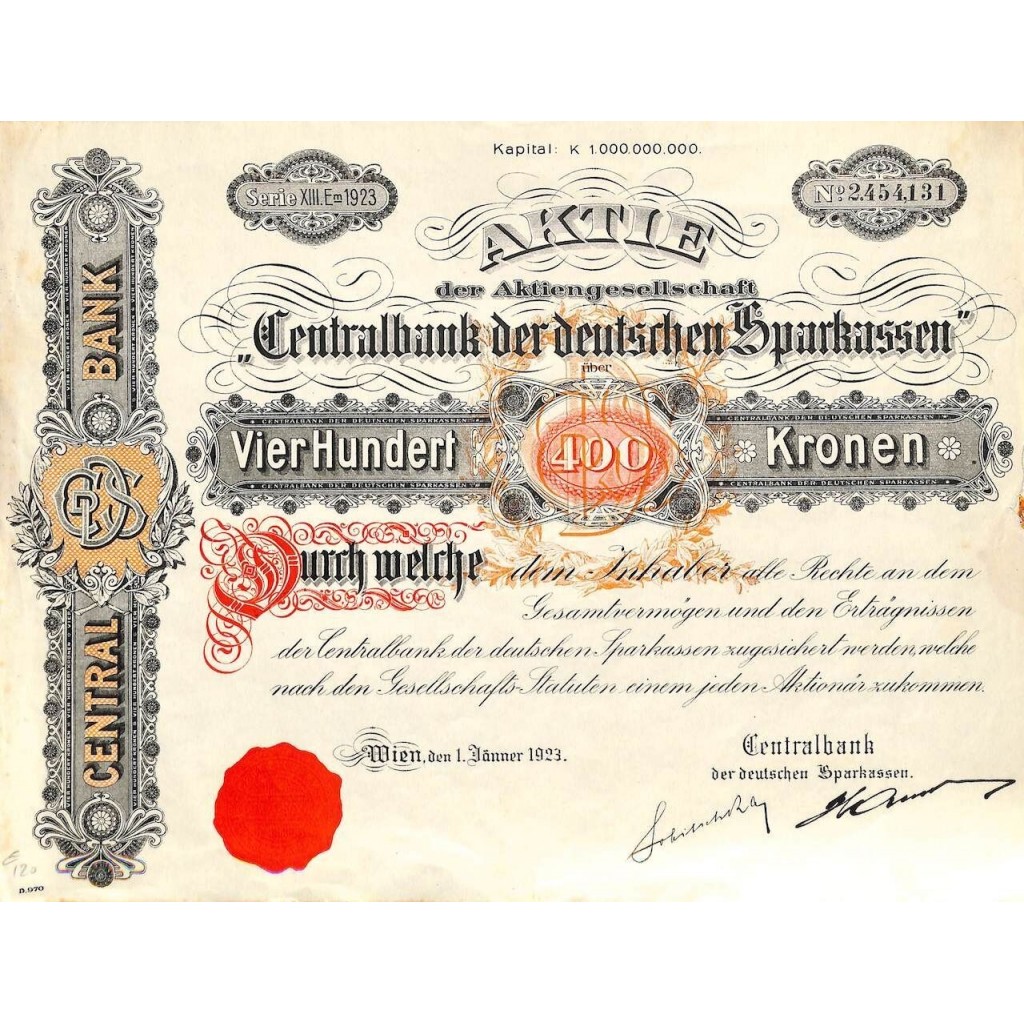 1923 - CENTRALBANK DER DEUTSCHEN SPARKASSEN