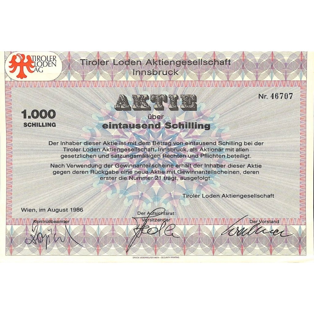 1986 - TIROLER LODEN AKTIENGESELLSCHAFT