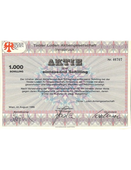 1986 - TIROLER LODEN AKTIENGESELLSCHAFT