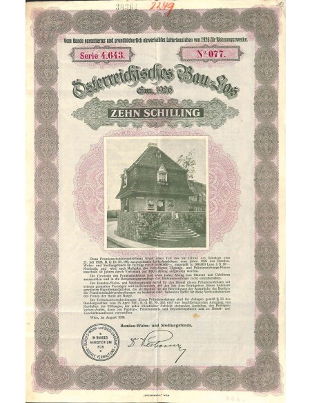 1926 - OSTERREICHISCHES BAU-LOS EM. 1926
