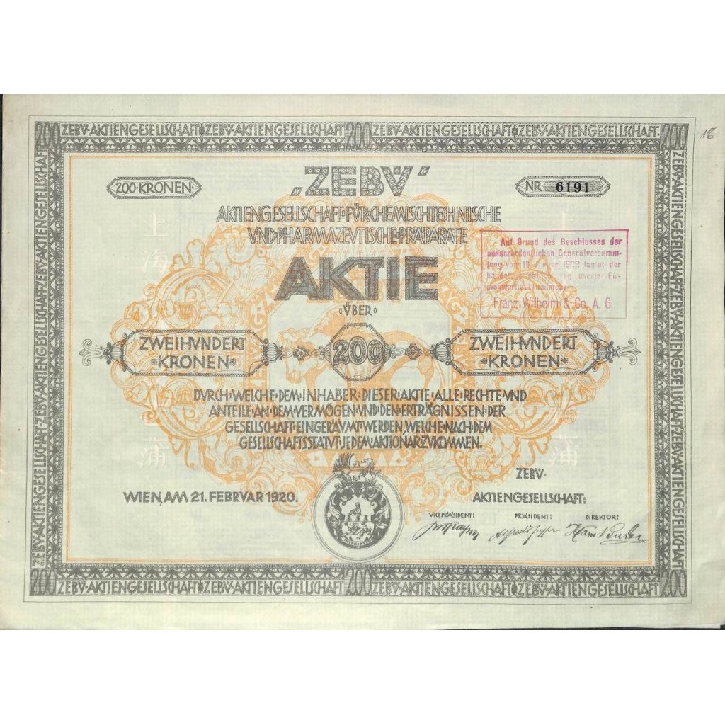 1920 - ZEBV-AG FUR CHEMISCHTECHNISCHE