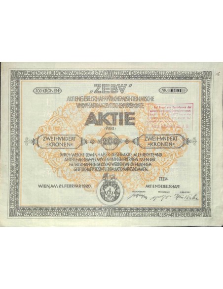 1920 - ZEBV-AG FUR CHEMISCHTECHNISCHE
