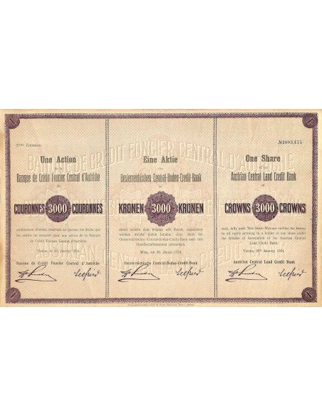 1924 - OSTERREICHISCHEN CENTRAL-BODEN-CREDIT-BANK