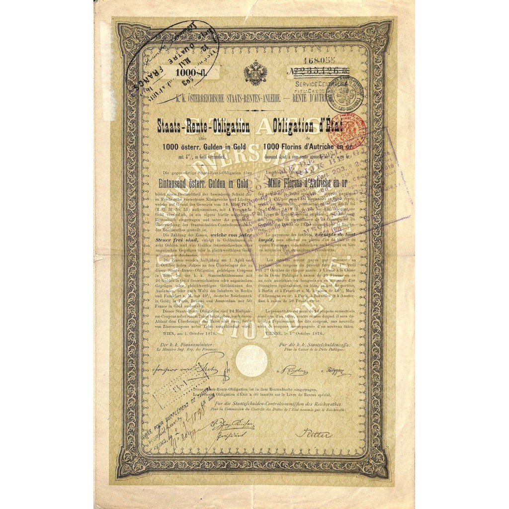 1876 - GOLD BOND K. K. OSTERR....