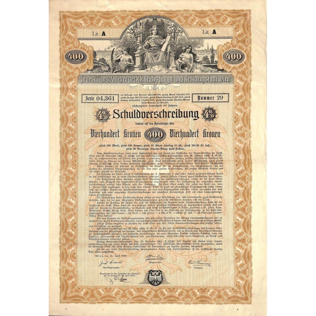 1902 - GOLD BOND INVESTITIONS-ANLEHEN DER K. K....