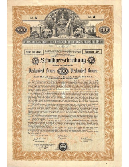 1902 - GOLD BOND INVESTITIONS-ANLEHEN DER K. K. REICHS - 400 CORONE ORO