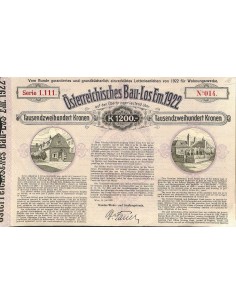 1922 - OSTERREICHISCHES BAU-LOS EM. 1922