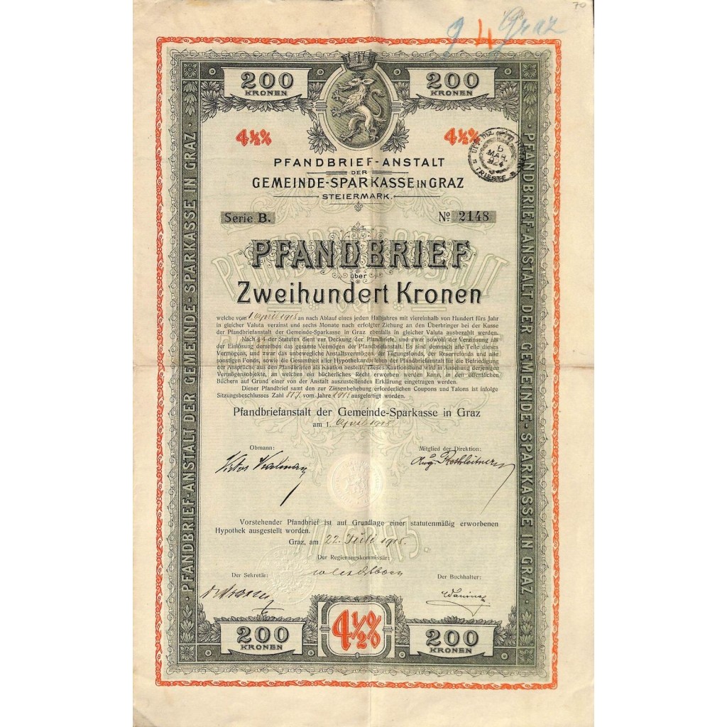 1918 - PFANDBRIEF 200 KRONEN