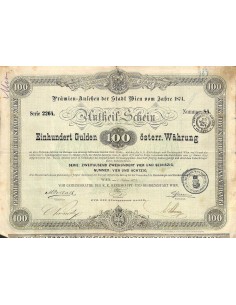 1874 - GOLD BOND PRAMIEN-ANLEHEN DER STADT WIEN VOM BAHRE