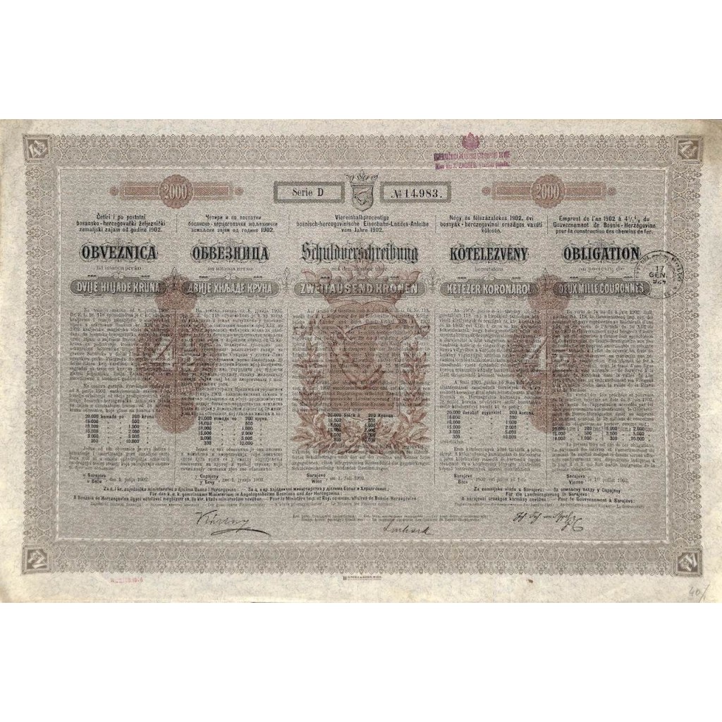 1902 - VIEREIN. BOSNISCH-HERCEGOVINISCHE...