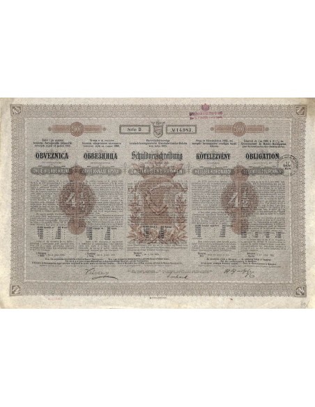 1902 - VIEREIN. BOSNISCH-HERCEGOVINISCHE EISENBAHN-LANDES-ANLEIHE