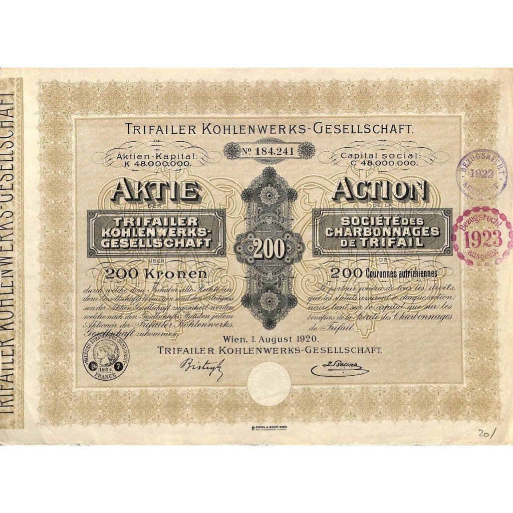 1920 - TRIFAILER KOHLENWERKS-GESELLSCHAFT