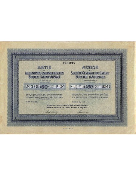1926 - ALLGEMEINEN OSTERR. BODEN-CREDIT-ANSTALT - 1 AZIONE