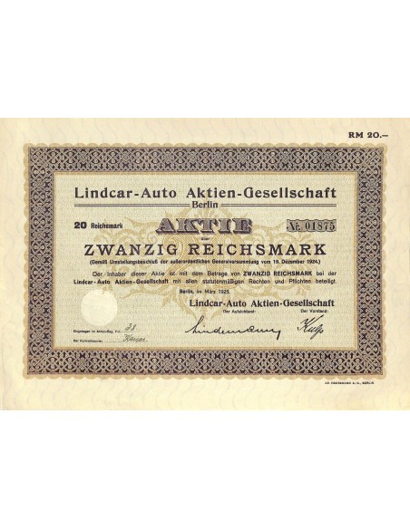 1925 - LINDCAR-AUTO AG BERLIN