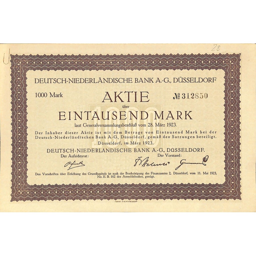 1923 - DEUTSCH-NIEDERLANDISCHE BANK AG