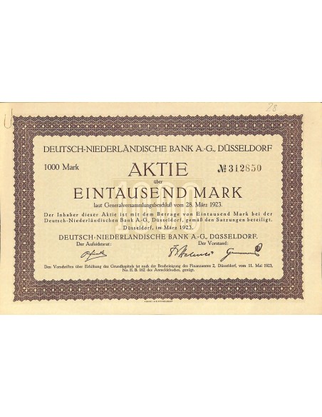 1923 - DEUTSCH-NIEDERLANDISCHE BANK AG