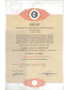 GIOVE COMPAGNIA DI ASSICURAZIONI E RIASSICURAZIONI - 4000 AZIONI ROMA 1981