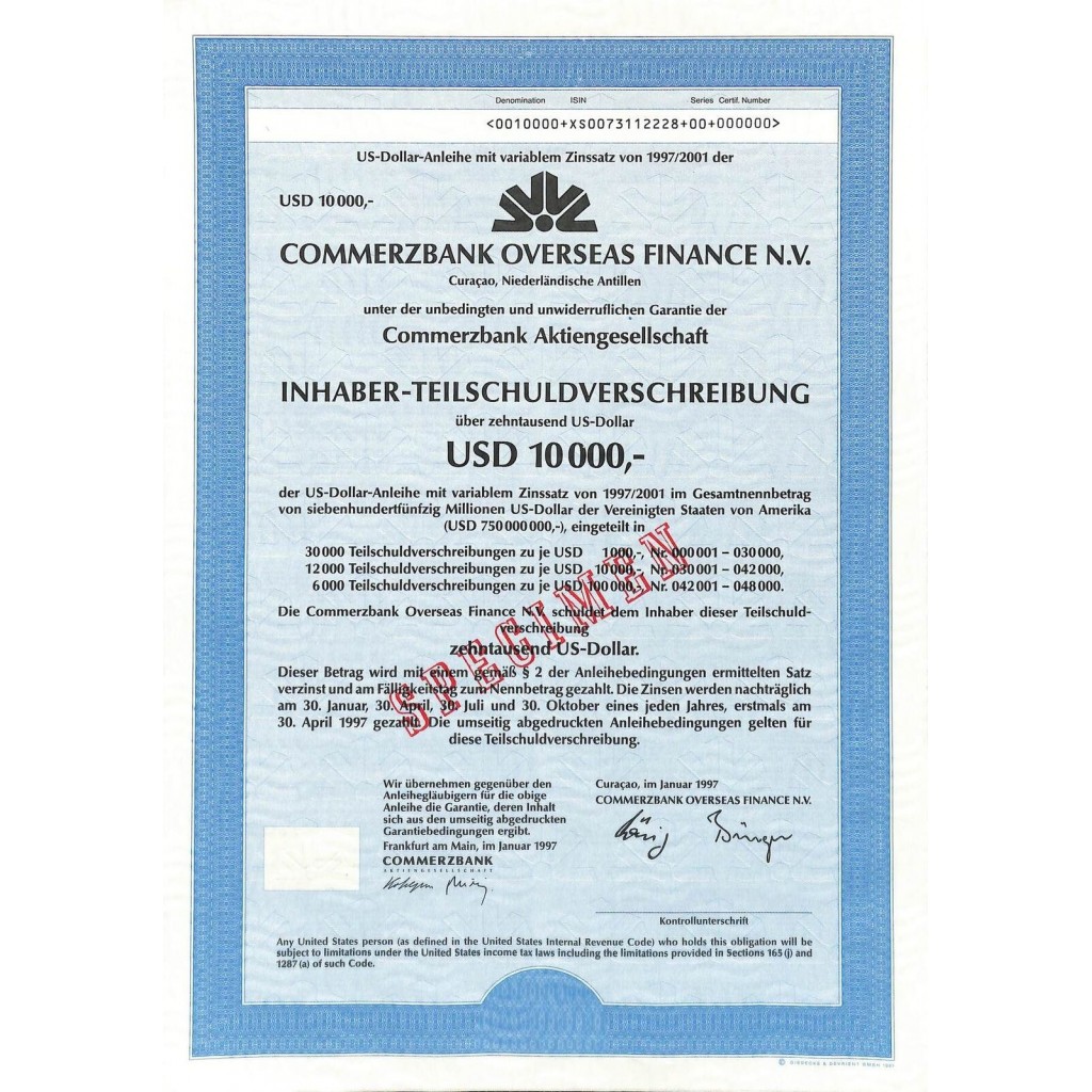 1997 - COMMERZBANK OVERSEAS FINANCE N. V.
