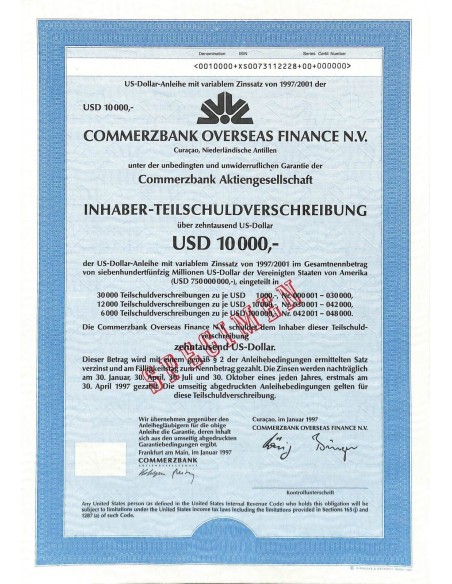 1997 - COMMERZBANK OVERSEAS FINANCE N. V.