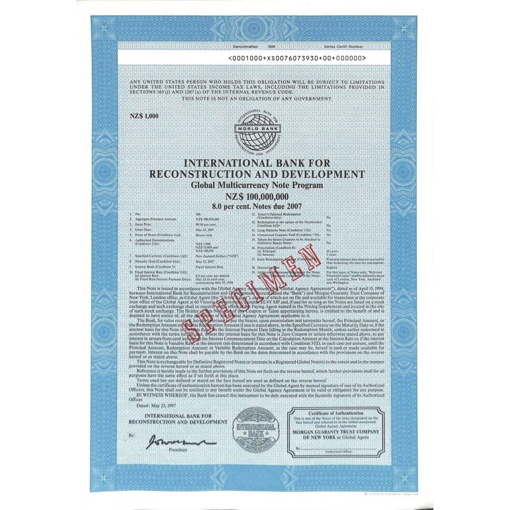 1997 - INTERNATIONAL BANK FOR RECONSTRUCTION...