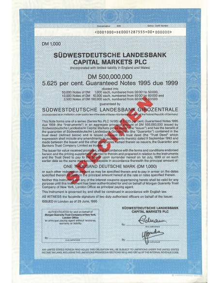 1995 - SUDWESTDEUTSCHE LANDESBANK CAPITAL MARKETS PLC