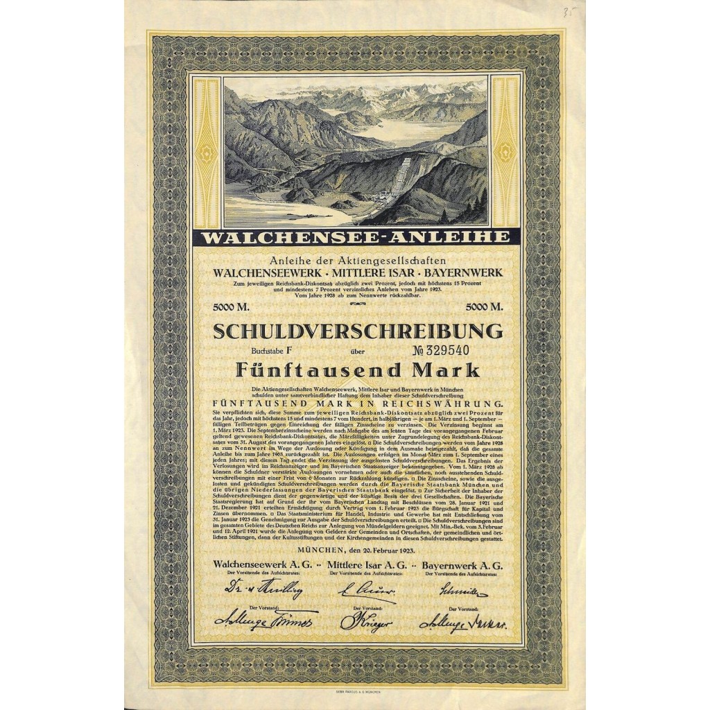 1923 - WALCHENSEE-ANLEIHE