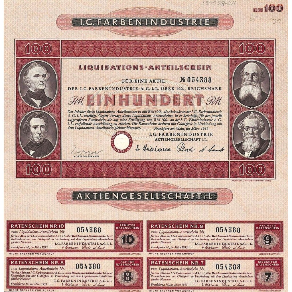 1953 - I. G. FARBENINDUSTRIE - 100 RM