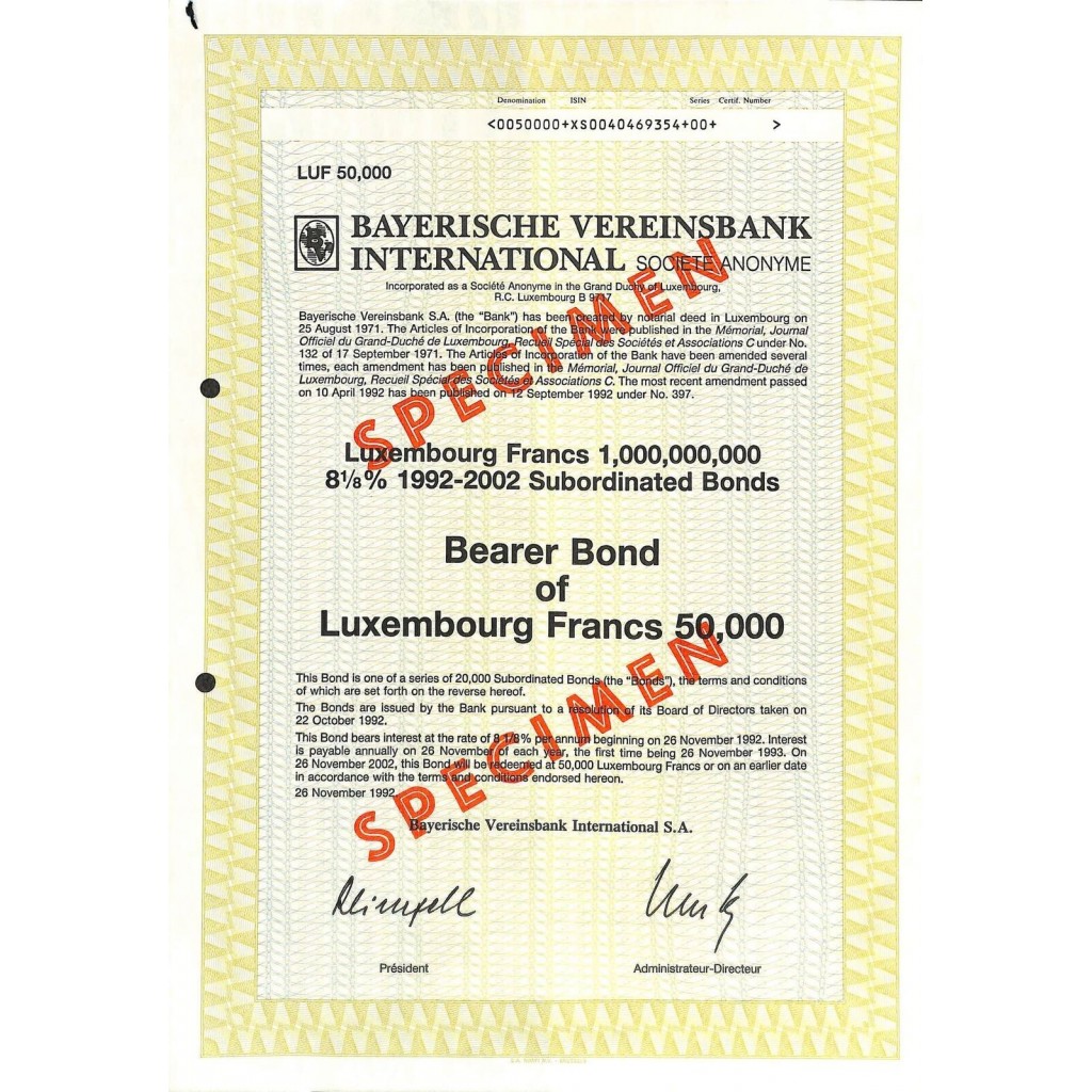 1992 - BAYERISCHE VEREINSBANK INTERNATIONAL