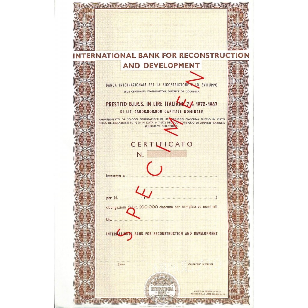 1972 - INTERNATIONAL BANK FOR RECONSTRUCTION...