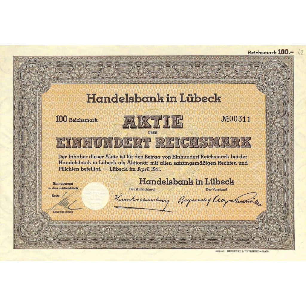 1941 - HANDELSBANK IN LUBECK