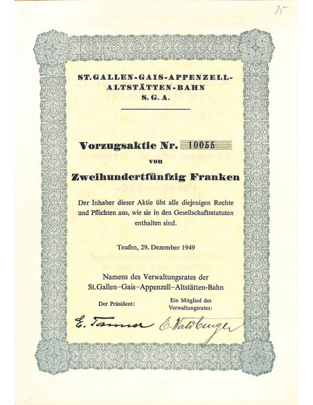 1949 - ST. GALLEN-GAIS-APPENZELL-ALTSTATTEN-BAHN S.G.A.