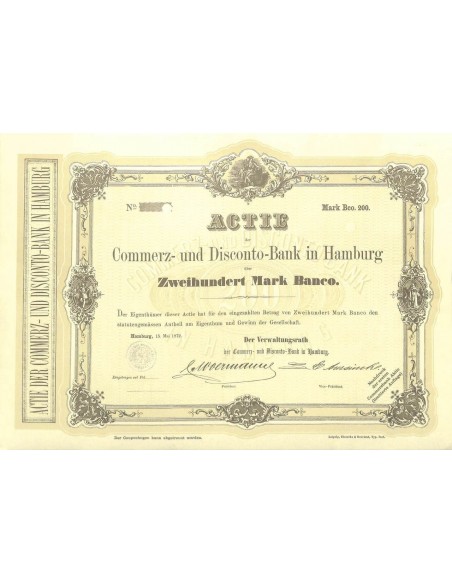 1872 - COMMERZ-UND DISCONTO-BANK IN HAMBURG